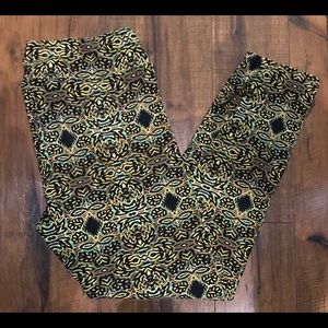 Lularoe TC Leggings Black and Yellow Aztec Design